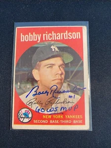  1959 TOPPS BASEBALL #76 BOBBY RICHARDSON AUTO!! INSCRIBED 1960 WS MVP!! - Picture 1 of 2