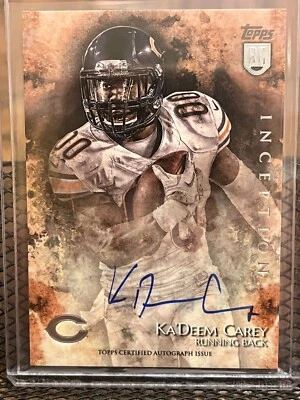 KA'DEEM CAREY 2014 TOPPS INCEPTION ROOKIE CHICAGO BEARS SIGNED AUTOGRAPH AUTO RC - Image 1 of 2