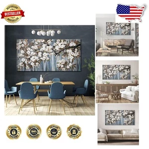 Elegant Large Canvas Wall Art - Abstract White Flower Tree, 29x58 Ready to Hang - Picture 1 of 11