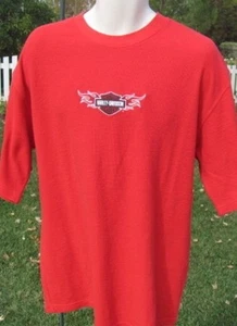 HARLEY DAVIDSON SHIRT Tee XL RED Henley Fabric Montana Kalispell - Picture 1 of 5