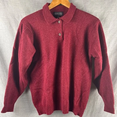 Vtg Lands' End Henley Sweater Women's S (6-8) Burgundy 100% Lambswool Knit in UK - Image 1 of 4