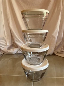 Pampered Chef Measure Prep Bowls Set-4 Clear Glass Small Bowls Farmhouse Style - Picture 1 of 12