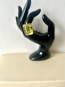 Anillo de prehnita de musgo y chapado en oro talla O EE. UU. talla 7,5 joyas de piedras preciosas - Imagen 1 de 4