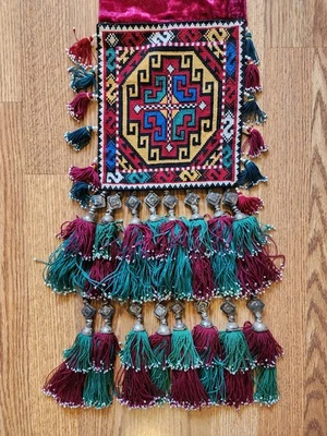 Vintage cross stitched wall hanging Afghanistan Afghani embroidered belly dance - Image 1 of 4