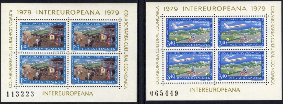 Romania 1979 INTEREUROPEAN 2 bl, Post & Telecommunications, MNH, OG - Image 1 of 1