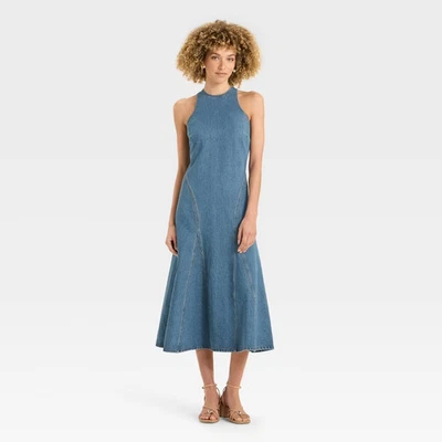 Women's Racerback Denim Midi A-Line Dress - Future Collective - Image 1 of 2