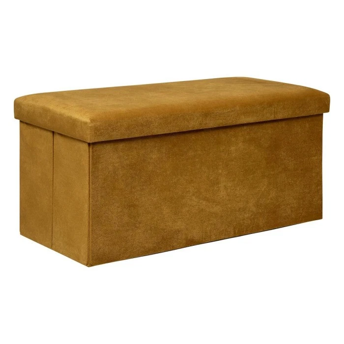 Banquette Coffre Pliable en Velours "Lilou" 76cm Ocre - Photo 1/4