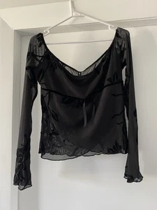 Motel Kareena top orchid flock black sheer size XL long sleeve floral New - Picture 1 of 8
