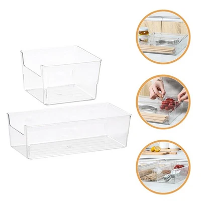  2 Pcs Drawer Storage Organiser Large Capacity Bins Kitchen Boxes - Image 1 of 4