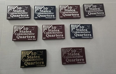 Lot of 9 – 50 States Commemorative Quarters 1999–2008 Sets w/ Boxes & COAs... - Image 1 of 4