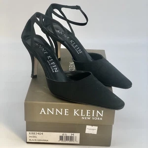 Anne Klein Womens Size 6.5 Black Arianna Dress Shoes Made In Italy Leather Sole - Picture 1 of 8