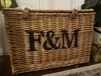 Fortnum & Mason LARGE F&M Wicker Basket Picnic Hamper 58W 38H 38D Mint Condition - Image 1 of 4