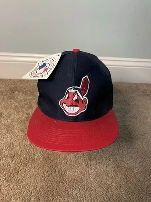 De Colección Cleveland Indians Chief Wahoo Snapback Sombrero MLB Béisbol Años 90 NUEVO STOCK ANTIGUO Foto 1 de 4