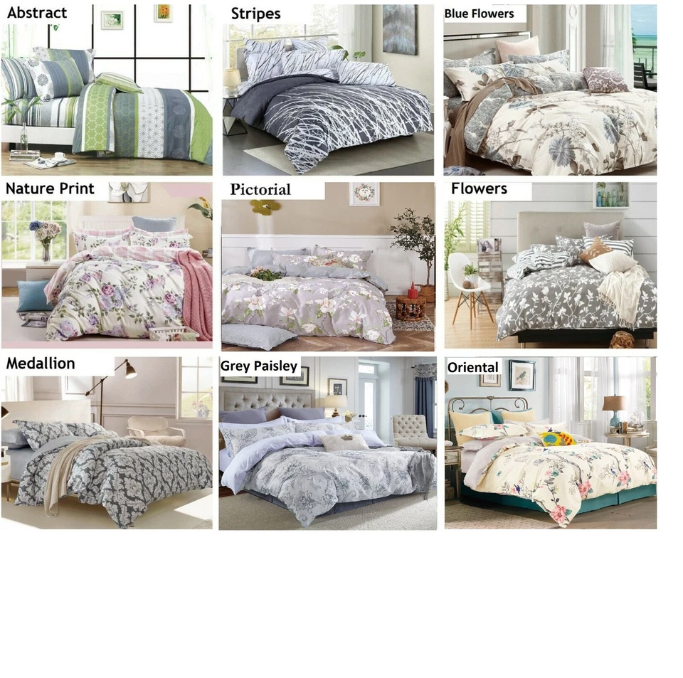 duvet cover set: 100% cotton: queen or king, 16 designs - Image 1 of 1