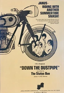 STATUS QUO 1970 vintage POSTER ADVERT DOWN THE DUSTPIPE Janus Records - Picture 1 of 3