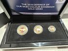 2018 Defence Skies Sovereign Set 14g 22ct PROOF GOLD Full Half Quarter Hatton