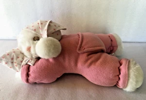 Vtg Kentex Sleeping Teddy Bear Music Box Plush Pink Stars Plays Twinkle Twinkle - Picture 1 of 14