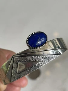 Vintage De Chelly Sterling Silver And Lapis Lazuli Cuff Bracelet  - Picture 1 of 9