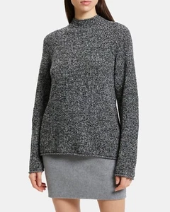 Maglione Theory Cashmere Finto Girocollo Nero/Avorio Taglia Large L - Foto 1 di 3