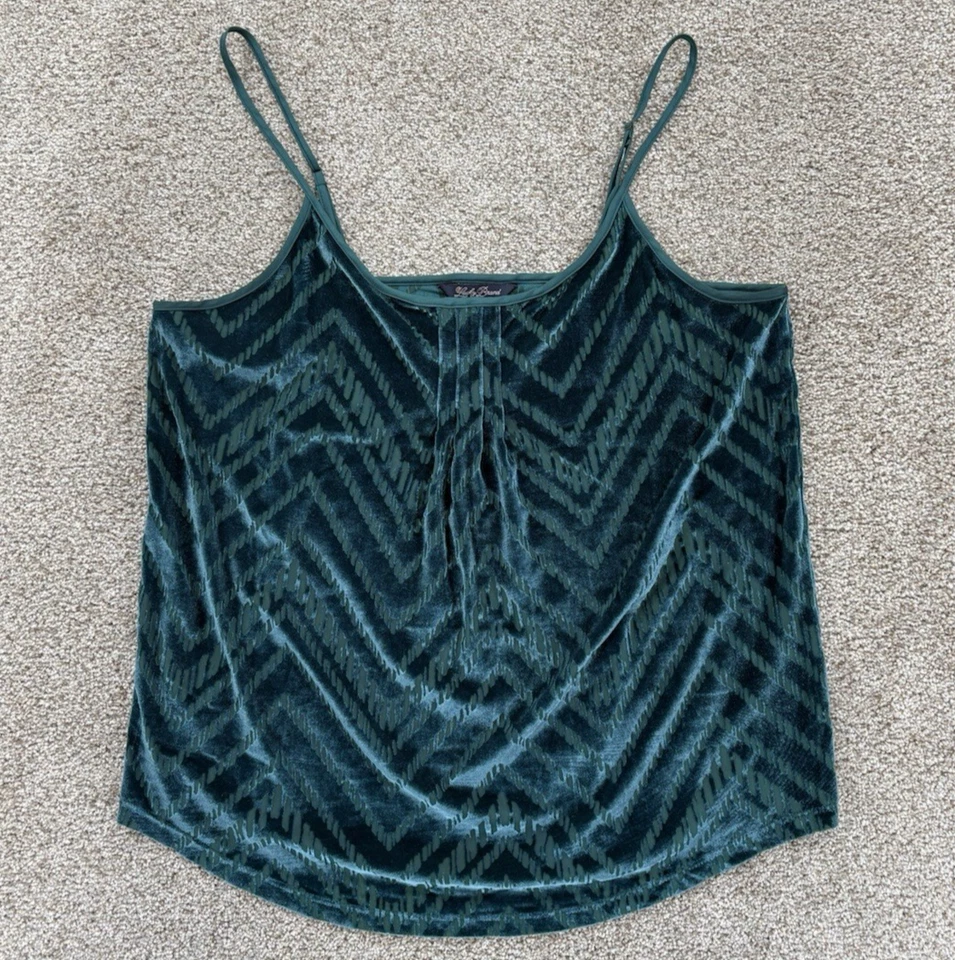 Lucky Brand Women's Velvet Burnout Camisole XL Green Spaghetti Strap Whimsigoth - Image 1 of 4