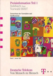 Amtliches Verzeichnis der Vorwahlen und Tarife der Telekom vom 1. Januar 1996 - Bild 1 von 5
