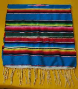Southwestern Serape Rustico Mexicano Läufer 18" x 38" Vintage - Bild 1 von 4