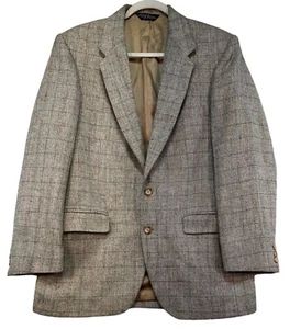 Vintage Woff by Farah Wool Blazer Size 40R Beige Checkered Pattern Single Breast - Picture 1 of 13