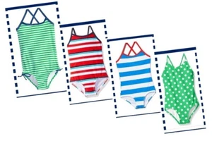 KS GIRLS 2T 3T 4T 4 12 CANDY BEACH SPORT, BALI or LAYLA STRIPED 1-PIECE swimsuit - Picture 1 of 17