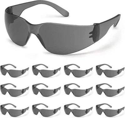 Ateret 12 PAIR Pack Safety Glasses Protective Grey SMOKE Lens Sunglasses Work