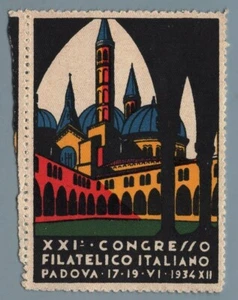 EI0902 Póster Sello Italia - Congreso Filatélico Italiano - Padua 1934 - Imagen 1 de 1