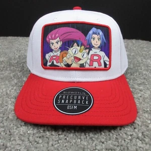 Pokemon Hat Cap Snap Back White Team Rocket Jess James Meowth Mens Adult NWT - Picture 1 of 7