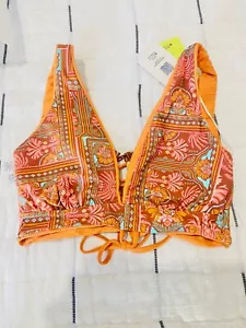 NWT Maaji Garden Engraving Reversible Bikini Top Brown Orange Large - Picture 1 of 2