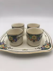 Art Deco Egg Cups on tray, Whieldon Ware by F. Winkle & Co Bakewell - Picture 1 of 4