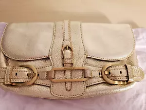 Jimmy Choo Tulita Clutch Leather Metallic Gold Chain Strap Small Bag - Picture 1 of 10
