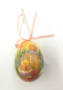 Vintage Decoupage Paper Mache Easter Egg Duck w Baby 3" - Picture 1 of 1