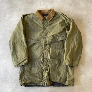 Polo Ralph Lauren Wax Jacket Mens Medium Tartan Cord Collar Hunting Coat, Green - Picture 1 of 10