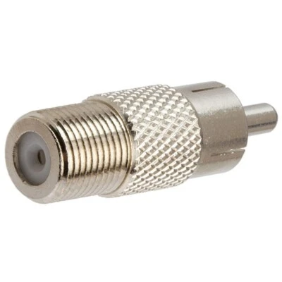 RCA Male to F Type Female Coax Coaxial Cable Connector Adapter TV Antenna Nickel - Image 1 of 2