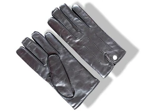 Hermes [GL10] Men's Black Lambskin/Cashmere GANTS NERVURES DROITES Gloves Sz 9.5 - Picture 1 of 6