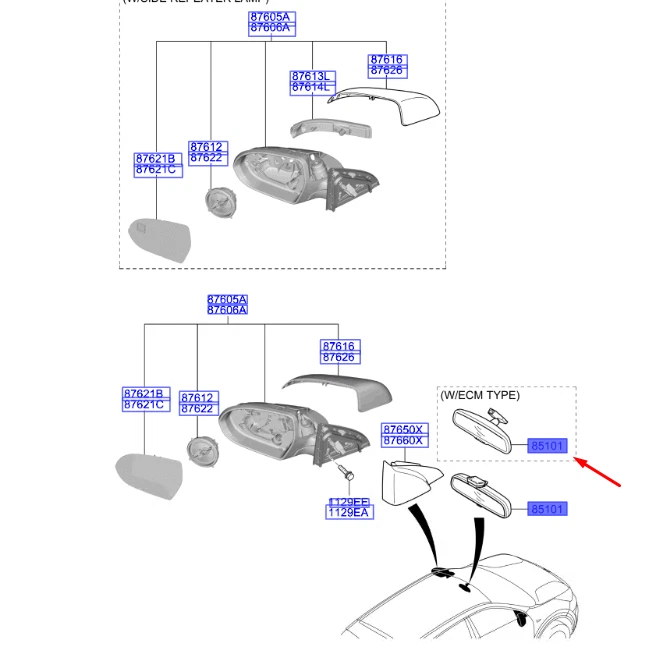 KIA NIRO MK1 Interior Rear View Mirror 85101A4000 NEW GENUINE - Image 1 of 2
