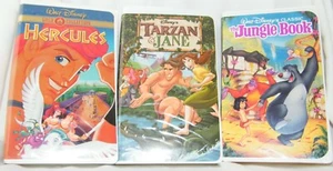 Lot of 3 Walt Disney VHS Tapes . Jungle Book . Tarzan & Jane . Hercules - Picture 1 of 5