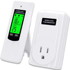 Wireless Thermostat Outlet Plug Heating Cooling Temperature Controller w/ Remote - Picture 1 of 7