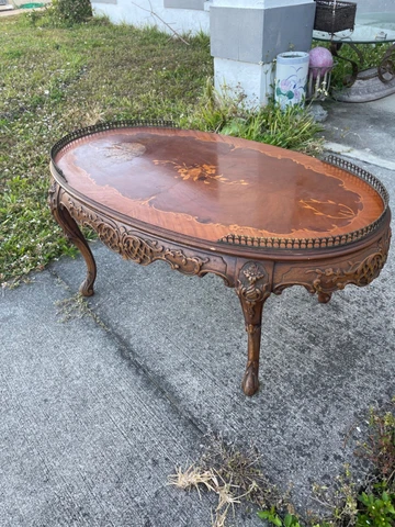 French Louis XV Style Oval Coffee Table Cover