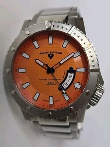 Swiss Legend Men's Automatic Atlantis Watch 50mm Orange Eta 2824 - Picture 1 of 6