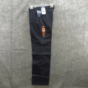 Dickies Boys Flat Front Pants Sz 18 Navy Blue Twill Classic Fit Straight Leg New - Picture 1 of 11