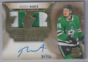 22-23 ROOPE HINTZ AUTO 31/72 UD THE CUP HONORABLE NUMBERS AUTOGRAPH PATCH #HR-RH - Picture 1 of 2
