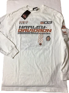 Harley Davidson Mens Medium Vandervest Eagle Long Sleeve T Shirt White Green Bay - Picture 1 of 5