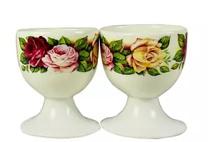NUEVO Juego de 2 tazas de huevos de porcelana rosa de jardín inglés vajilla Inglaterra DÍA DE LA MADRE - Imagen 1 de 3