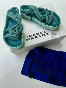 ISABEL MARANT Edon Raffia Sandalen Plateau petrol grün 37 LP 390€ - Bild 1 von 8