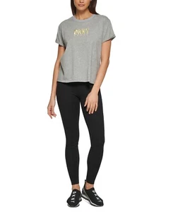 DKNY Sport Women's Large Grey Green Cotton Embroidered Logo Tee T-Shirt - Picture 1 of 1