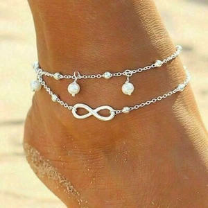 Pulsera tobillera mujer 925 plata esterlina cadena pie boho playa oro - Imagen 1 de 20